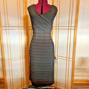 Tadashi Shoji Collection Black Layered Sheath Dress Formal Size L NWT